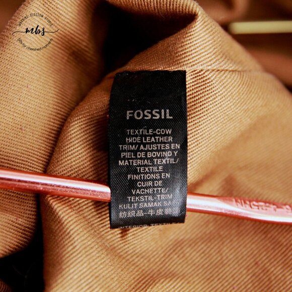 Fossil Stripe Textile Leather Trim Shoulder Handbag - Picture 13 of 14